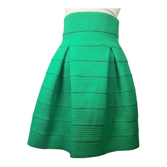H&M TEXTURED‎ A-LINE BUBBLE SKIRT Y2K GREEN WOMEN'S SIZE SMALL - Picture 7 of 9